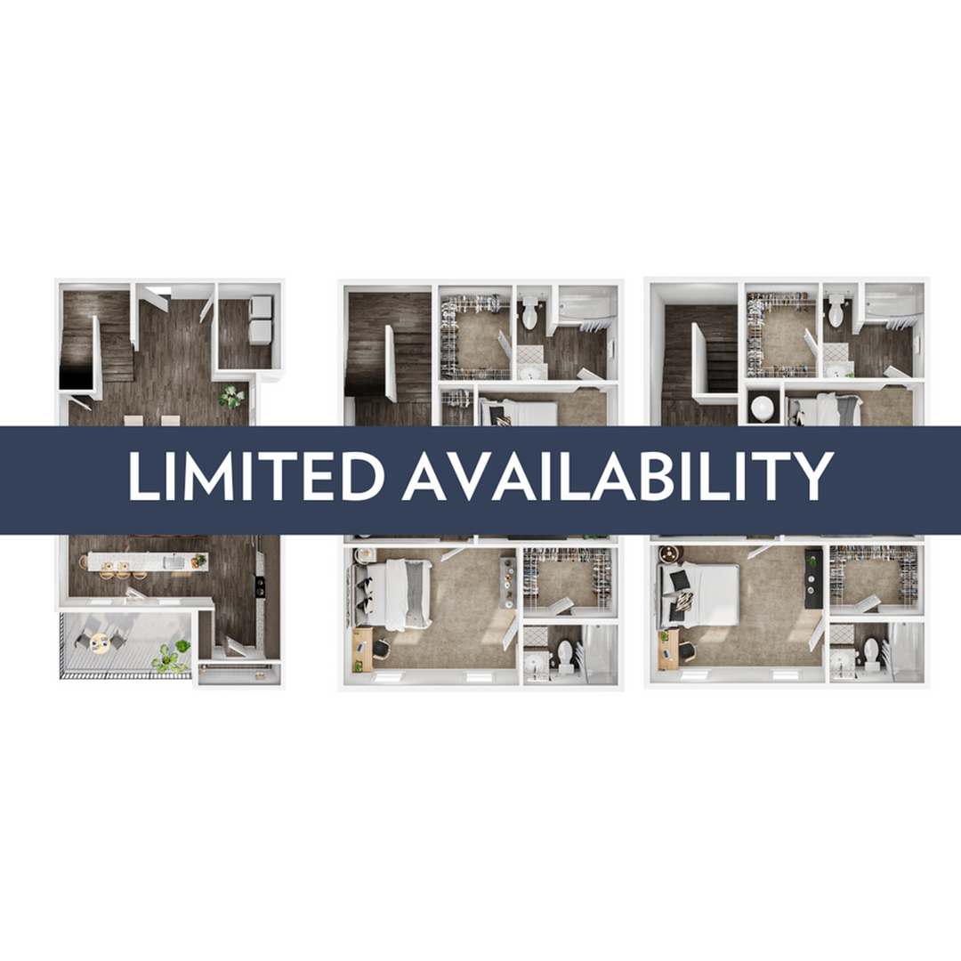 A 3D image of the 4BR/4BA – Townhome C floorplan, a 2591 squarefoot, 4 bed / 4 bath unit