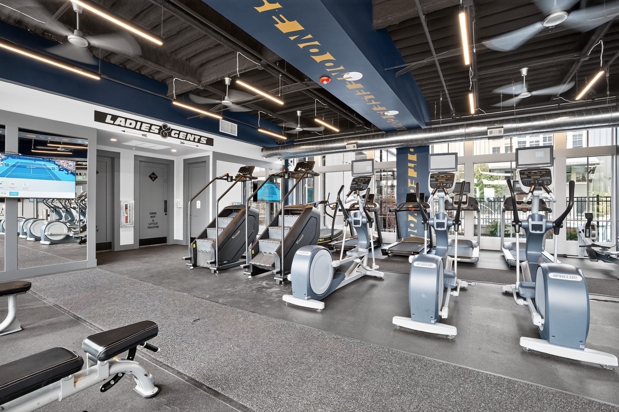 On-site fitness center with cardio machines at The Arrow